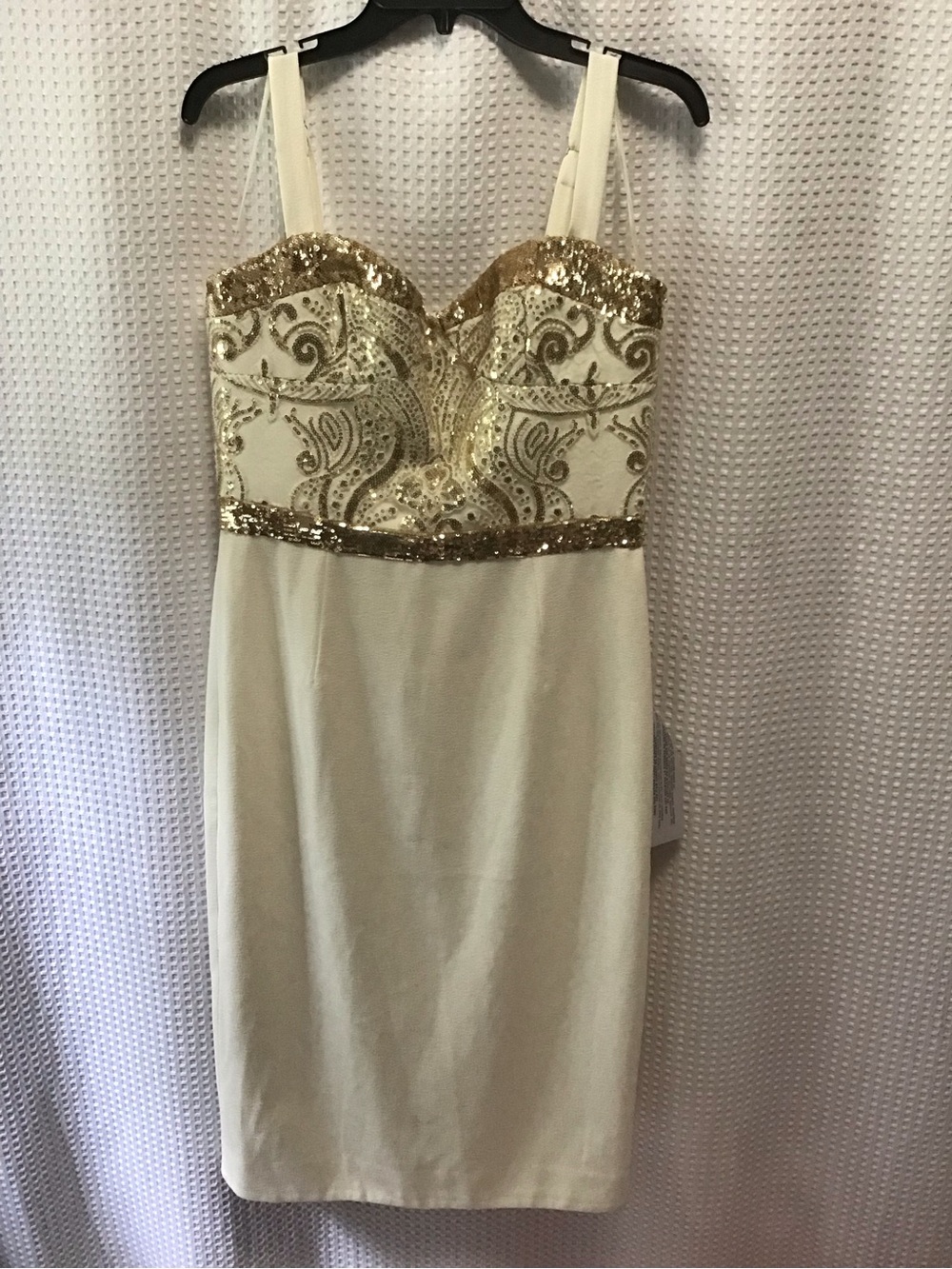 Dress the Population Ivory Dress with Gold Sequin Bodice